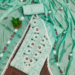 Sidhidata Floral Embroidered Chanderi Cotton Unstitched Dress Material-image-45