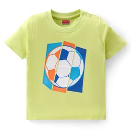 Babyhug 100% Cotton Knit Half Sleeves T-Shirt Soccer Ball Graphics - Lime Green-image-86