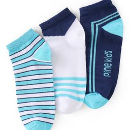 Pine Kids Nylon Spandex Ankle Length Socks Logo Print Pack of 3 -  Blue-image-23