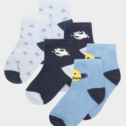 Mi Arcus Bamboo Cotton Pack of 3 Stars & Rabbit Designed Socks - Blue-image-84