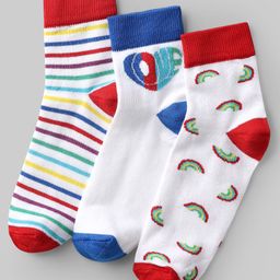 Pine Kids Knit Ankle Length Striped Socks With Rainbow & Heart Design Pack of 3 (Color May Vary)-picture-36