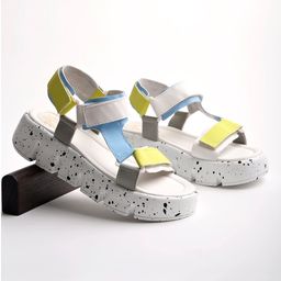 Shoetopia Colour Blocked Sandals - White-image-2
