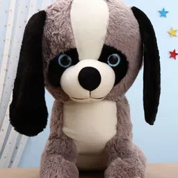 PLAY TOONS Bernard Dog with Sparkling Eyes Soft Toy Grey - Height 38 cm-picture-5