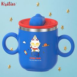 Kritiu Stainless Steel Sipper Bottle for Kids/Double Wall & Sipper Cups with Straw/Travelling Sipper Bottle for Kids - Blue-250ml-10