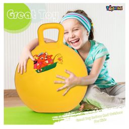Toyshine Hopper Ball 55cm Printed with Handle - Yellow image 4