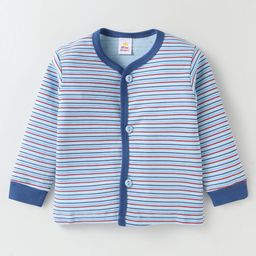 Mini Donuts Interlock Knit Full Sleeves Front Open Vests With Stripes & Nautical Theme Print Pack of 3 - Blue Red & Green image 4