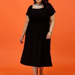 Toodle Plus Size Flutter Sleeve Georgette Fit and Flare Dress-picture-9