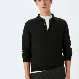 Koton Men Lapel Collar Long Sleeves Pullover-image-78