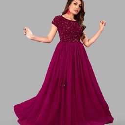 RebikaTrendz Embellished Velvet Fit & Flare Maxi Dress-picture-57