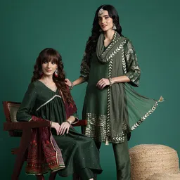 Sangria Ethnic Printed Kurta Set With Dupatta image 1
