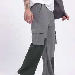 glitchez Men Colourblock Clash Baggy Cargos-image-59