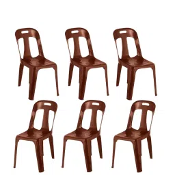 Maharaja Crysta Stylish Heavy Duty Armless Plastic Cafeteria Chair Metallic Brown (Set of 6)-picture-48