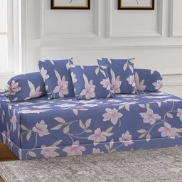 Arrabi 6-Pcs Blue & Pink Printed Diwan Set-10