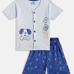Kidszi Infant Boys Printed Pure Cotton Jhabla With Shorts-image-57