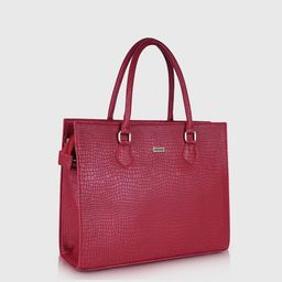 Veneer Textured Structured Tote Bag With Detachable Laptop Sleeve And Wallet image 3