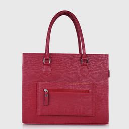 Veneer Textured Structured Tote Bag With Detachable Laptop Sleeve And Wallet image 5