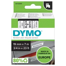 DYMO Tape, Black/White, 19Mm, 45803-44