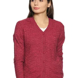 CLAPTON Women V-Neck Woollen Cardigan-image-66