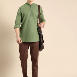 Anouk Men Solid Pure Cotton Short Kurta-image-86