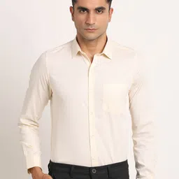 Turtle Men Standard Spread Collar Solid Cotton Slim Fit Formal Shirt-image-79