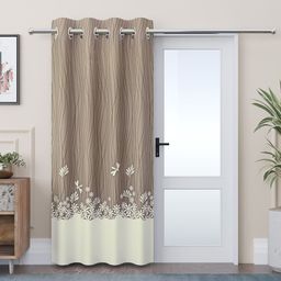 Kuber Industries Cream-Coloured & Brown Floral Printed Door Curtain-image-89