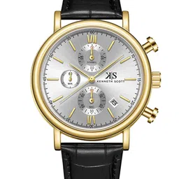 KENNETH SCOTT Men Dial & Leather Straps Analogue Multi Function Watch K23151-GLBW-30