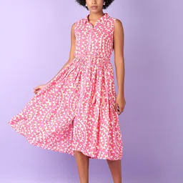 V-Mart Women Abstract Printed Fit & Flared Midi Dresses-image-10