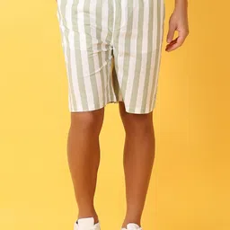 V-Mart Men Cotton Striped Mid-Rise Regular Fit Regular Shorts-image-91