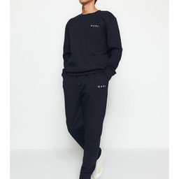 Trendyol Men Typography Printed Nightsuit 975857169-Navy blue-picture-3