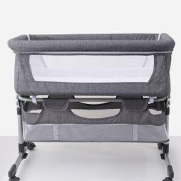 3 in 1 Baby Bed Side With Bassinet Detachable Mosquito Net & Hight Adjustable comes with Wheel & Mattress - Grey-12