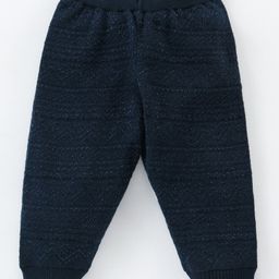 Babyhug Full Length Fleece and Woolen Lounge Pants Solid- Navy-image-9
