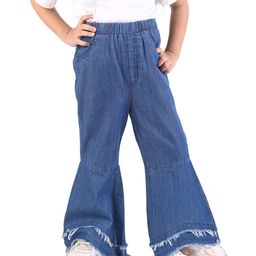 Budding Bee Distressed Hem  Detailed Denim Pant - Blue-image-59