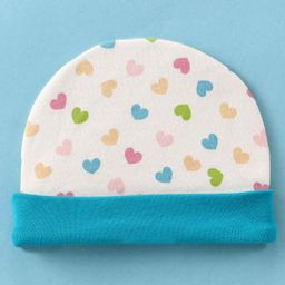 Ben Benny Cotton Knit Cap Heart Print Blue & White- Diameter 9 cm-image-33