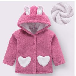 Kookie Kids Full Sleeves Solid Color Hooded Jacket With Bunny Ears Applique & Heart Design - Purple-image-6