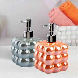 Kookee Ceramic Soap Dispenser liquid handwash pump for Bathroom, Set of 2, Blue/Orange (10543)-400 ml-59