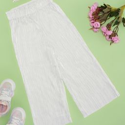 Pantaloons Junior Self Design Wide Leg Pant - Silver-image-11