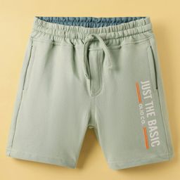 Olio Kids Cotton Knit Above Knee Length Shorts With Text Print - Olive Green-image-27