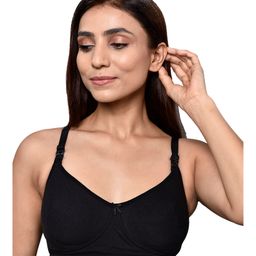 Inner Sense Organic Cotton Sleeveless Solid Antimicrobial Soft Feeding Bra - Black-image-29