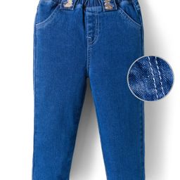 Mark & Mia Cotton Lycra Denim Full Length Washed Jeans with Pocket & Bunny Patch Detailing - Blue-picture-49