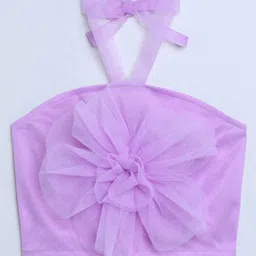 Taffykids Net Knit Sleeveless Rose Applique Detailed Halter Neck Crop Top - Lilac-picture-46