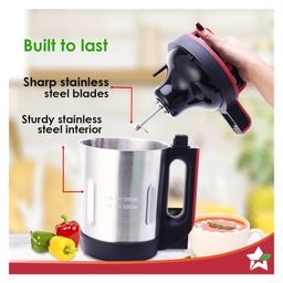Wonderchef NEO Automatic Soup Maker | 1.0 Litre | 800W Heater | SS Blades & Bowl (Jug) | Soup in just 20 mins | 2 Years Warranty | Red & Black image 3
