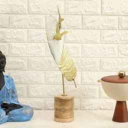 vedas Gold Toned & White Textured Metal Curio Showpiece-image-61