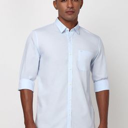 Peter England Casuals Men Spread Collar Solid Cotton Slim Fit Casual Shirt-image-18