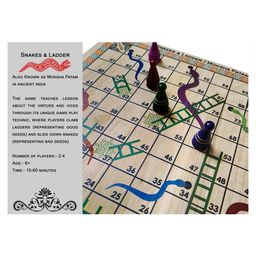 aatike Ashta Chowka Bara with snakes and ladder - Light Brown image 4