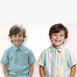 KIDGARB Multi Polycotton Cutaway Collar Printed Shirts-picture-5