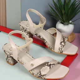 Carlton London Printed Open Toe Block Heels image 2