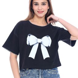 Moda Elementi Women Cotton Graphic Print Extended Sleeves Crop Top-image-27