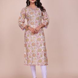 Anouk Floral Printed V-Neck Straight Kurta-image-29
