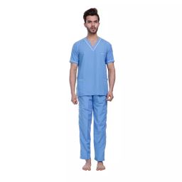 ‎Proexamine Surgicals Piping V-Neck 3 Pocket Ocean Blue Scrub Suit Set 44-XXL-image-34