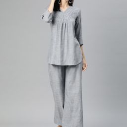 Cottinfab Women Solid Top with Palazzos-picture-7